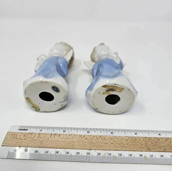 Vintage Singing Angels With Books Made In Japan Ceramic Blue White 5" Figurines - Picture 5 of 5